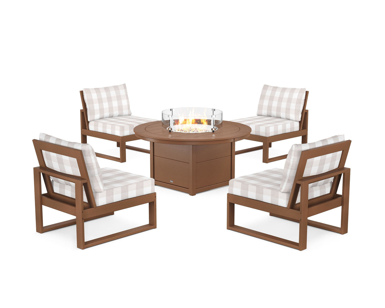 Trex Eastport Modular 5-Piece Deep Seating Set with Round Fire Pit Table