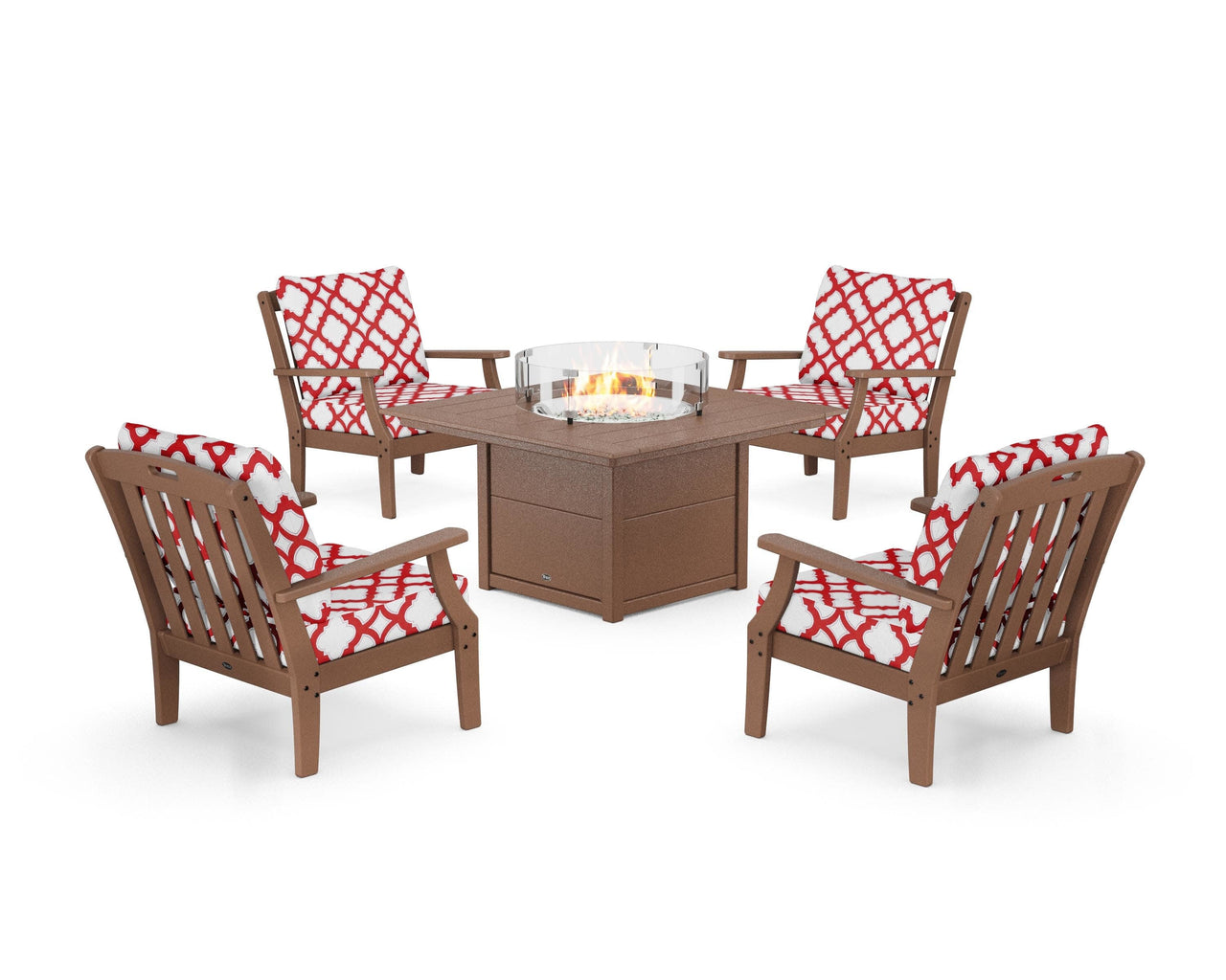 Trex Yacht Club 5-Piece Deep Seating Set with Square Fire Pit Table