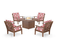 Thumbnail for Trex Yacht Club 5-Piece Deep Seating Set with Square Fire Pit Table