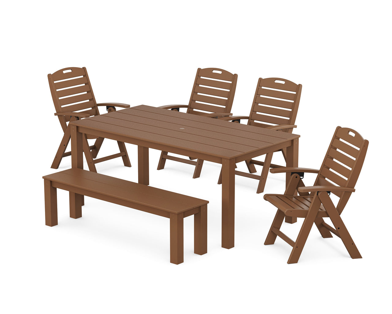 Trex Yacht Club Highback Chair 6-Piece Parsons Dining Set with Bench