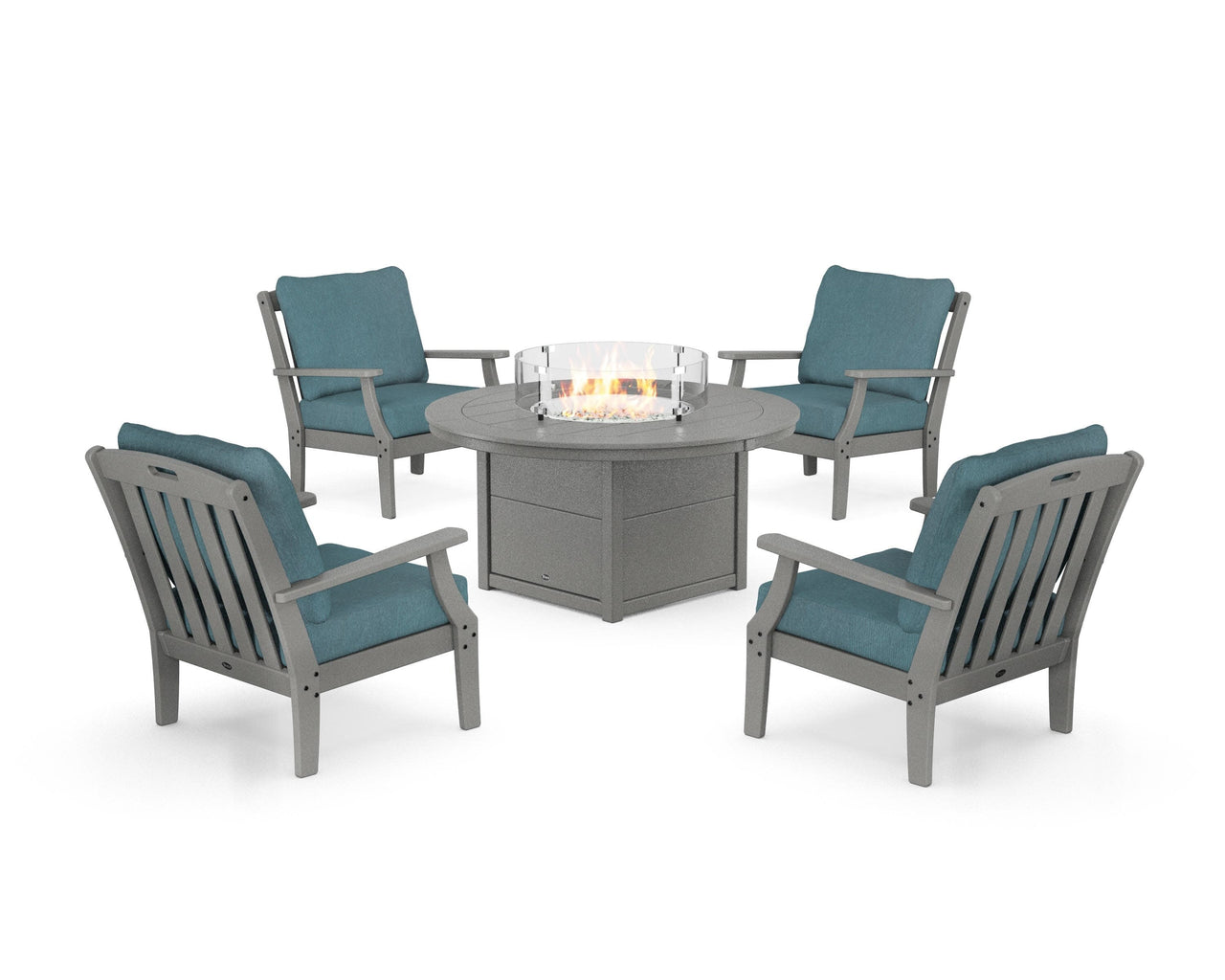 Trex Yacht Club 5-Piece Deep Seating Set with Round Fire Pit Table