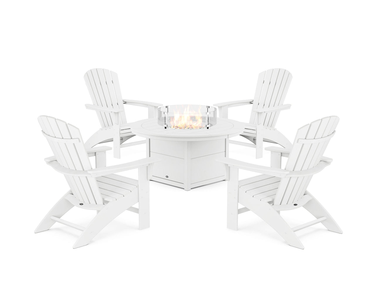 Trex Yacht Club Adirondack 5-Piece Set with Round Fire Pit Table