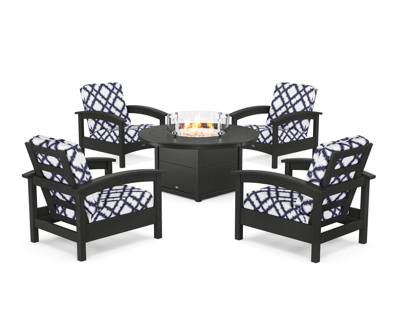 Trex Rockport 5-Piece Deep Seating Set with Round Fire Pit Table