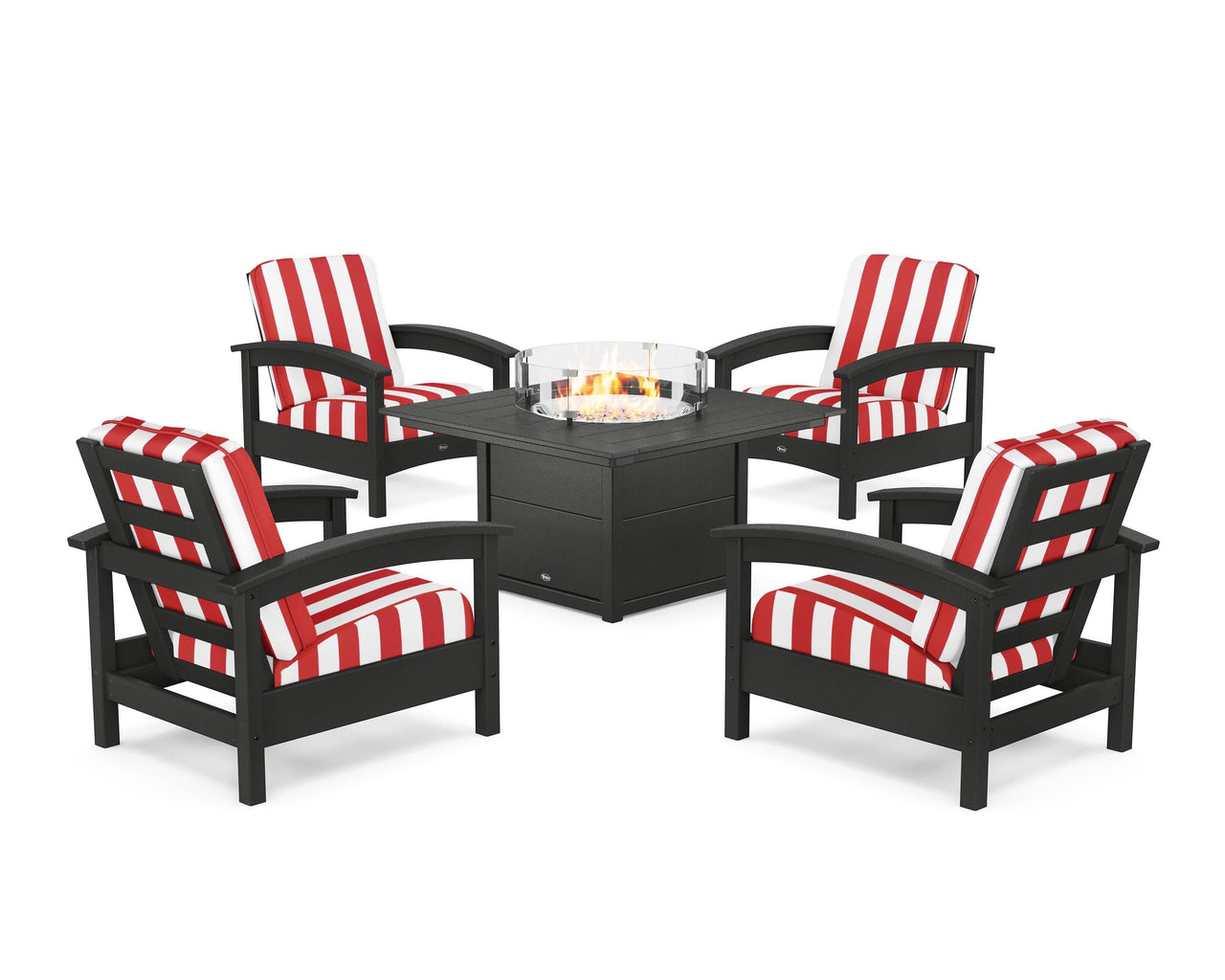 Trex Rockport 5-Piece Deep Seating Set with Square Fire Pit Table