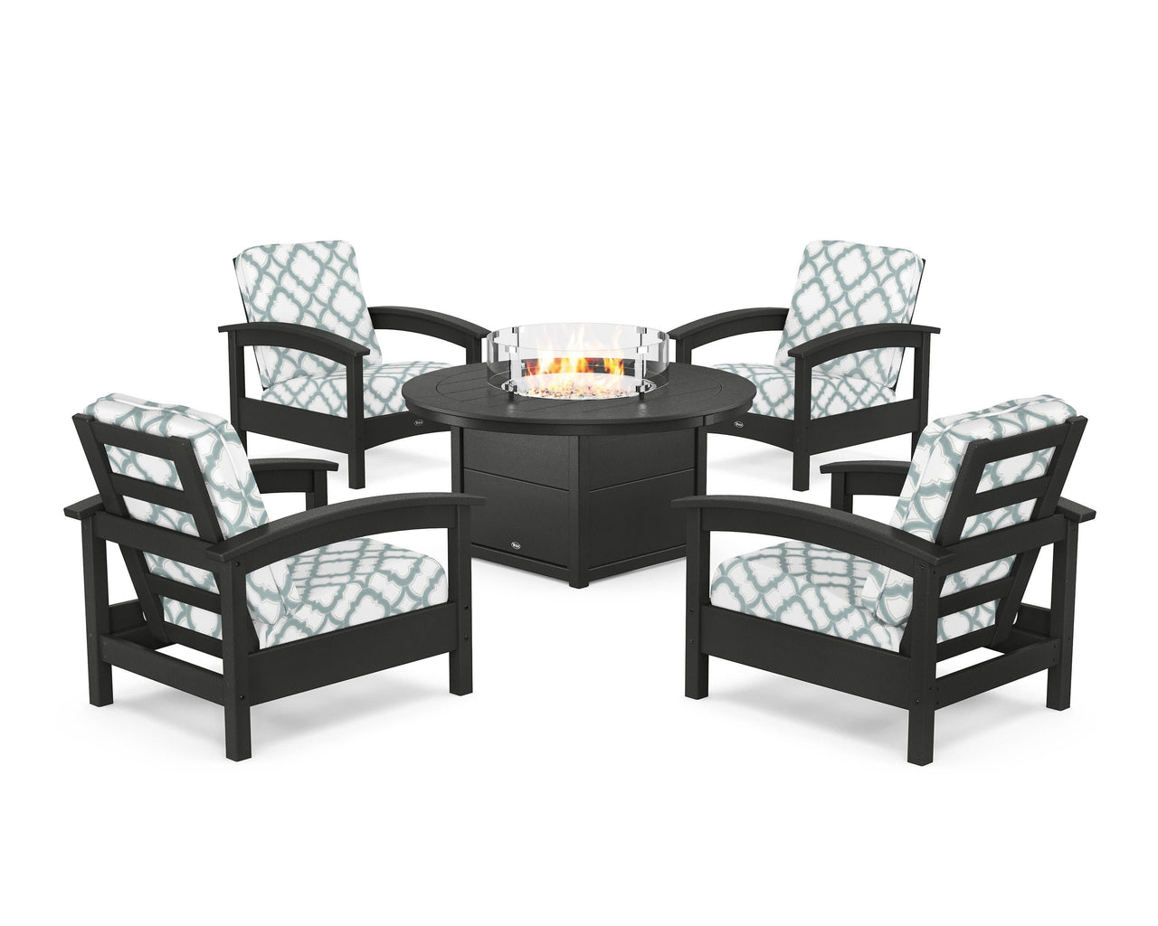 Trex Rockport 5-Piece Deep Seating Set with Round Fire Pit Table