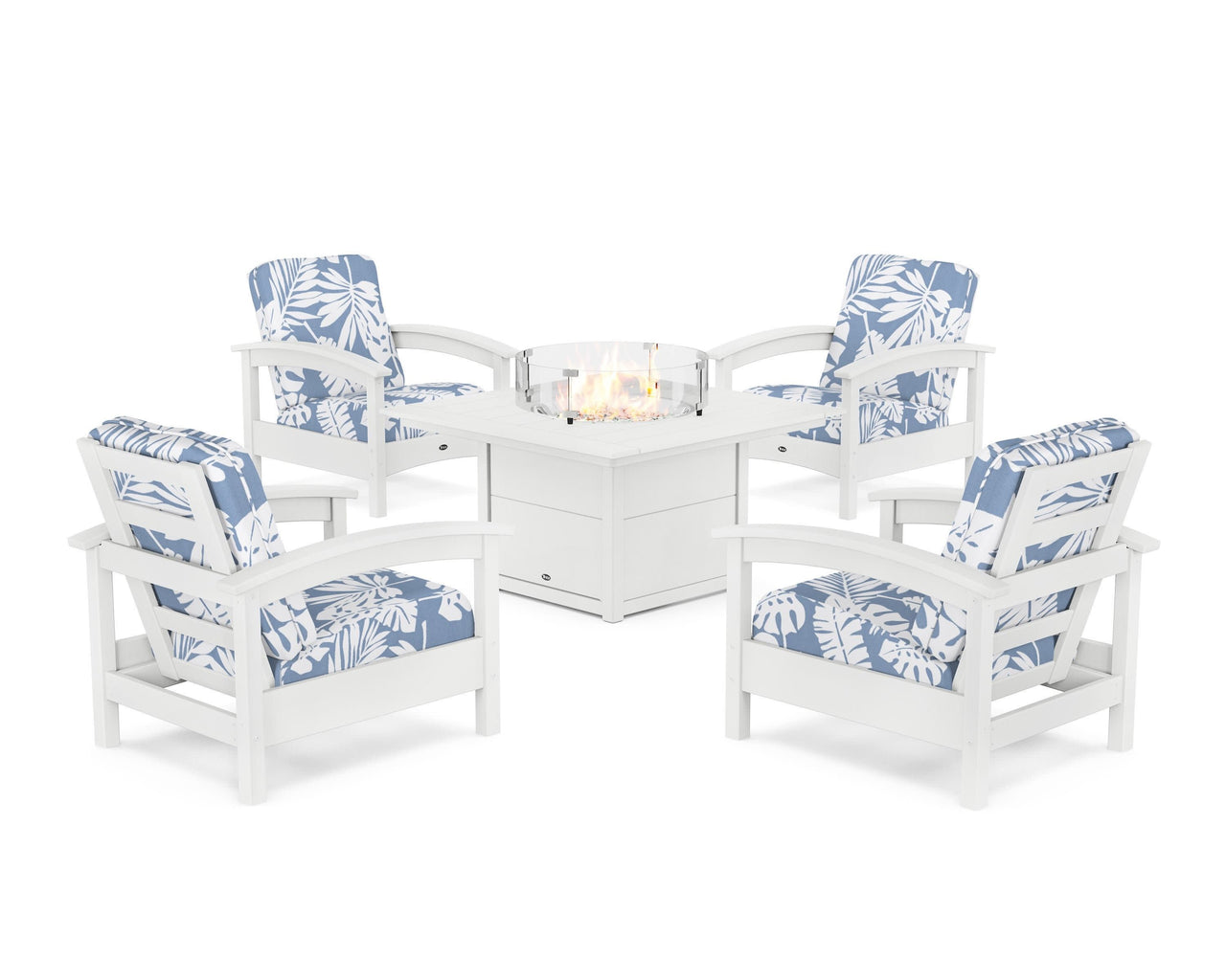 Trex Rockport 5-Piece Deep Seating Set with Square Fire Pit Table