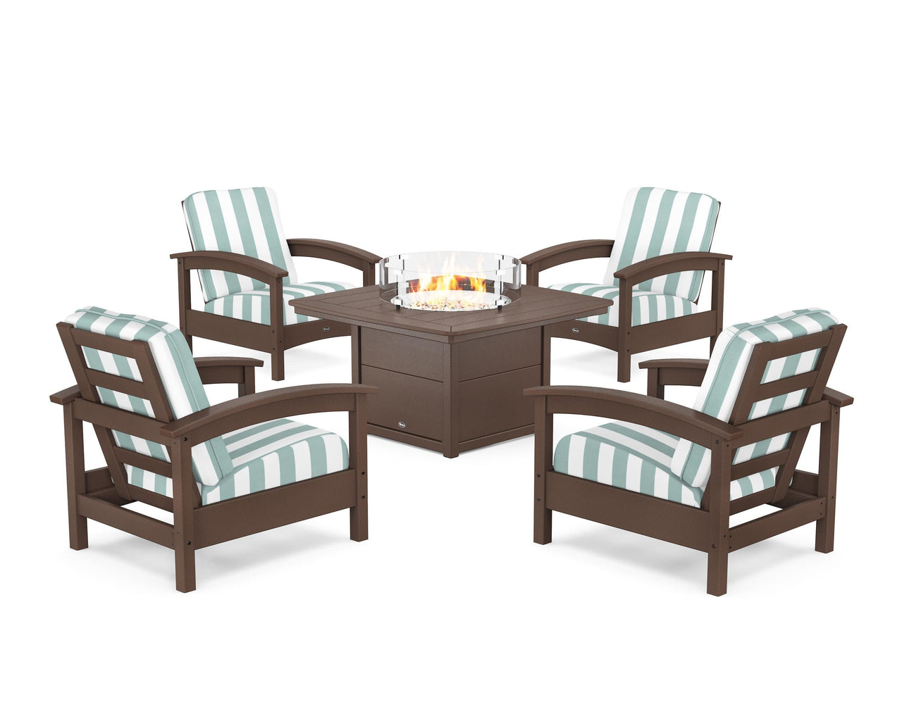 Trex Rockport 5-Piece Deep Seating Set with Yacht Club Fire Pit Table