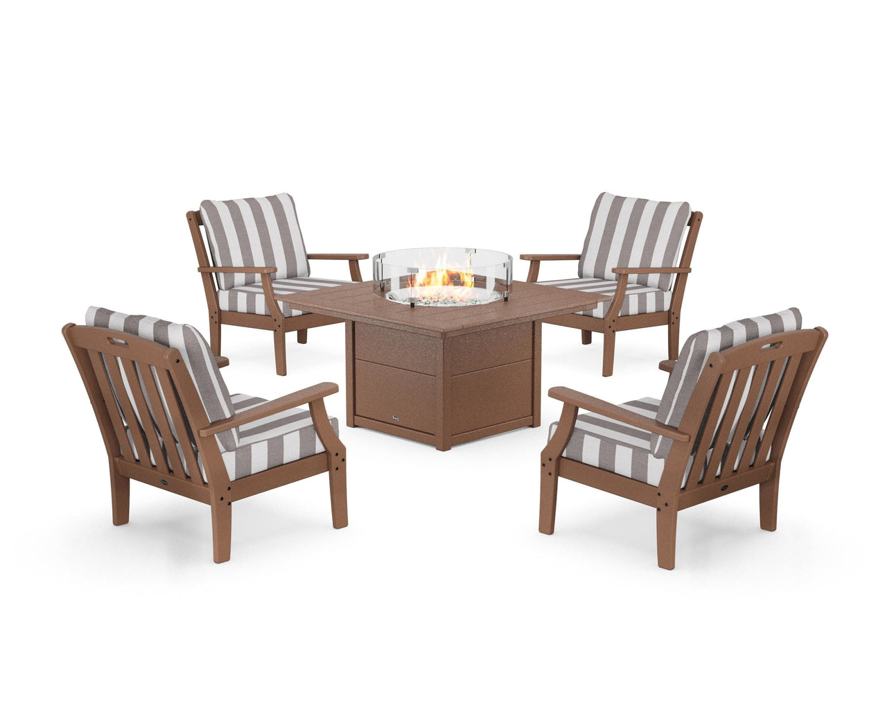 Trex Yacht Club 5-Piece Deep Seating Set with Square Fire Pit Table