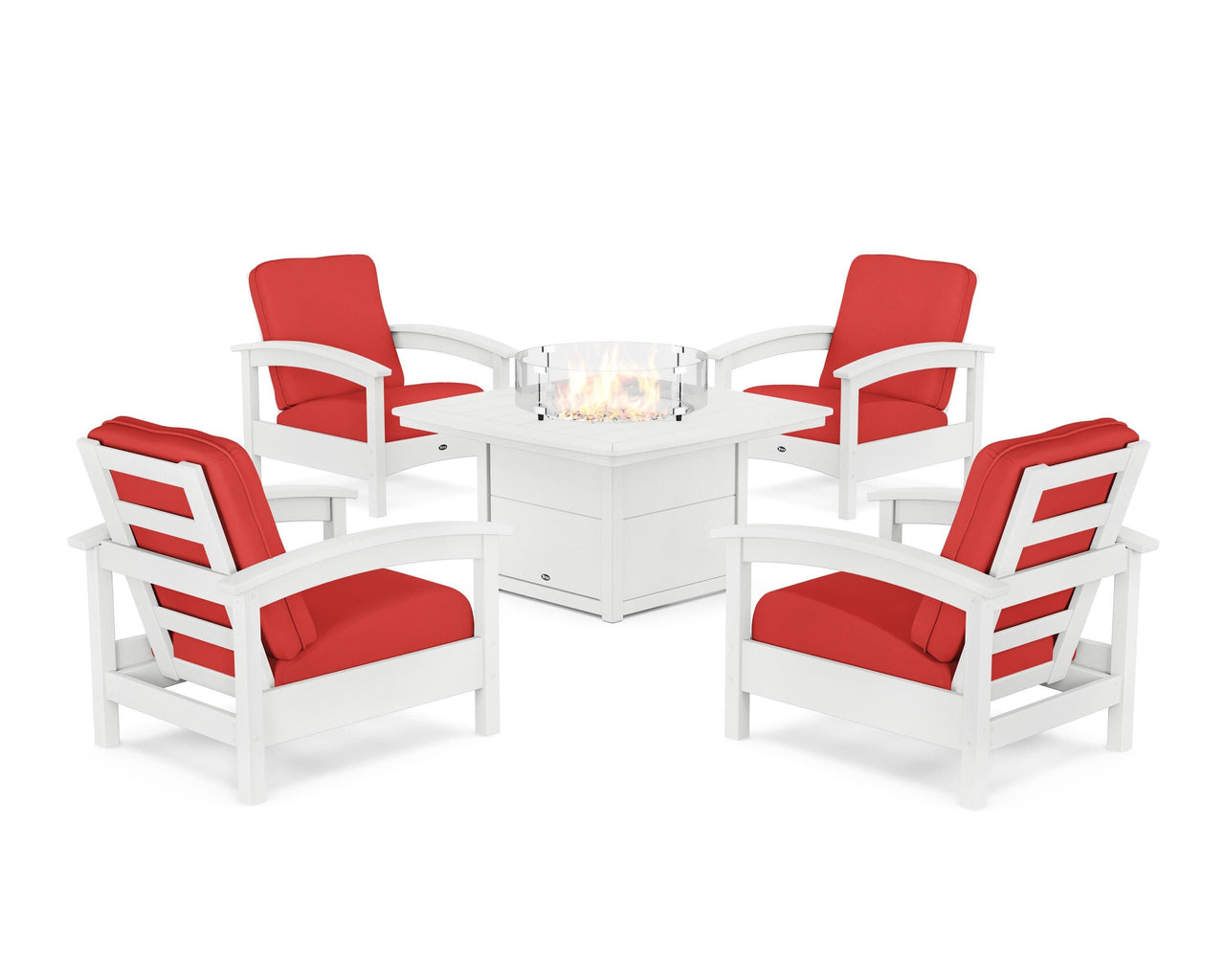 Trex Rockport 5-Piece Deep Seating Set with Yacht Club Fire Pit Table