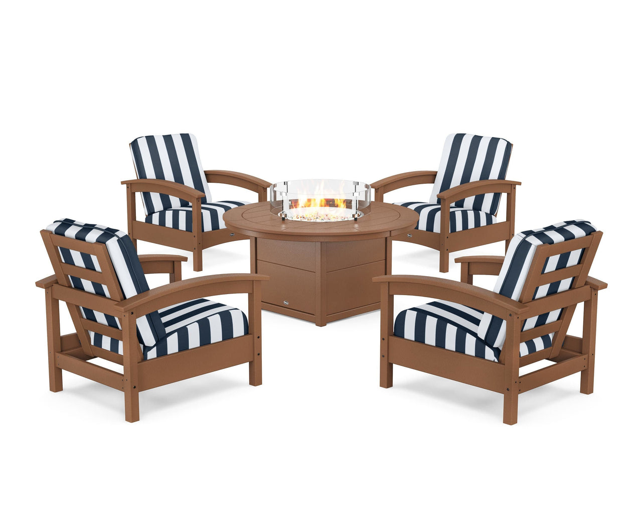 Trex Rockport 5-Piece Deep Seating Set with Round Fire Pit Table