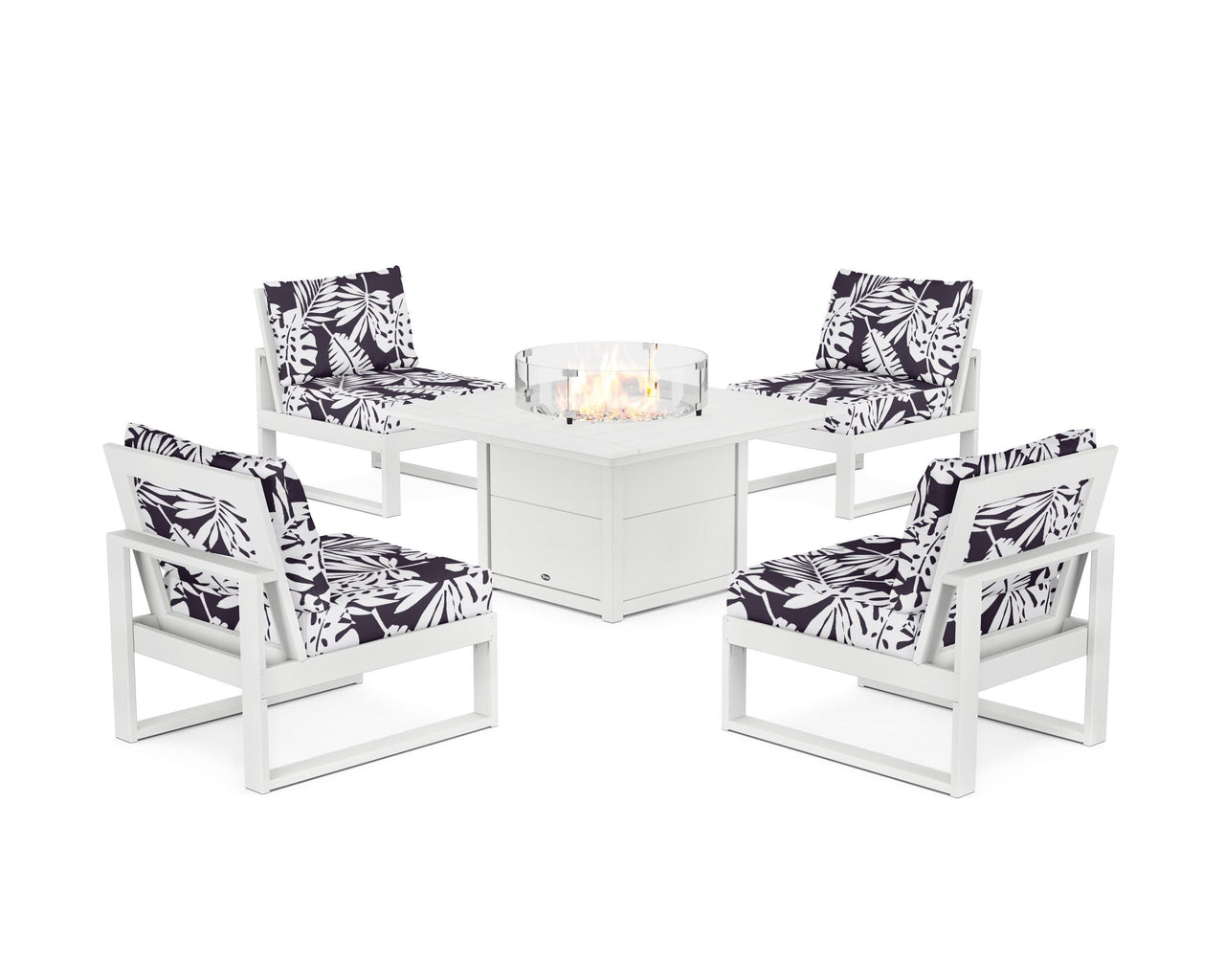 Trex Eastport Modular 5-Piece Deep Seating Set with Square Fire Pit Table
