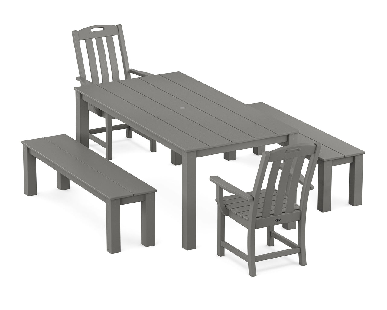 Trex Yacht Club 5-Piece Parsons Dining Set with Benches