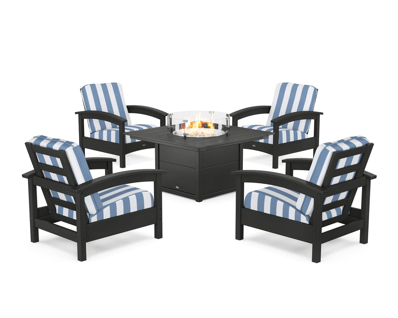Trex Rockport 5-Piece Deep Seating Set with Square Fire Pit Table