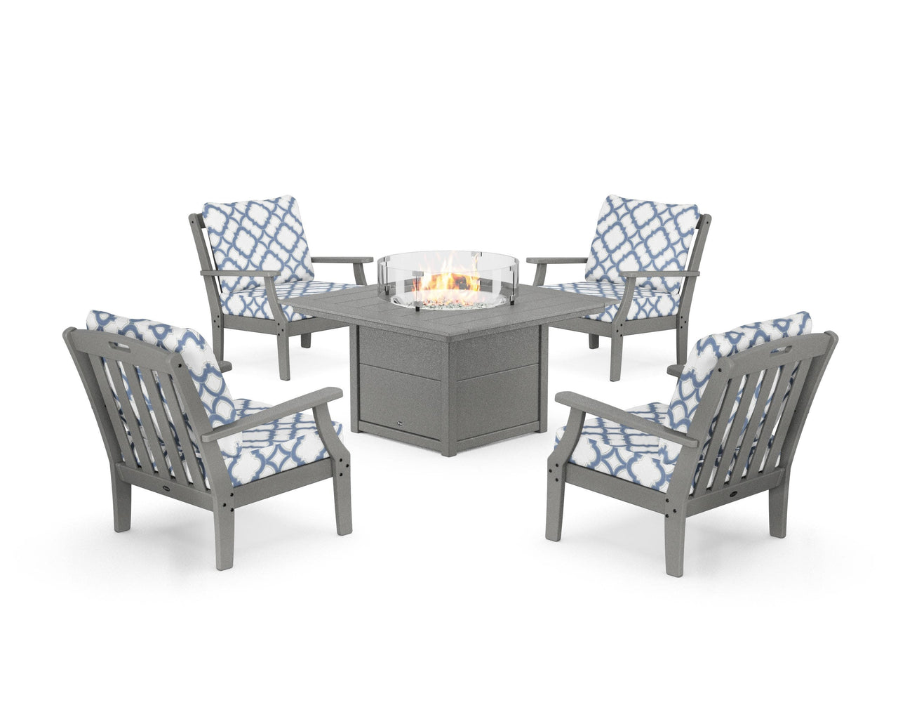 Trex Yacht Club 5-Piece Deep Seating Set with Square Fire Pit Table