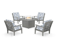Thumbnail for Trex Yacht Club 5-Piece Deep Seating Set with Square Fire Pit Table