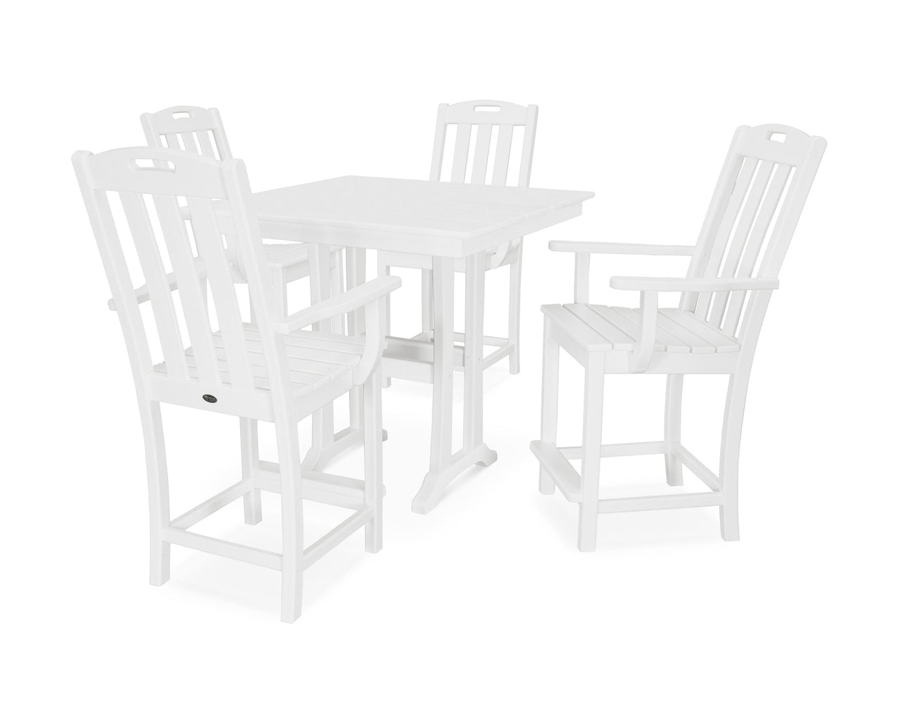 Trex Yacht Club 5-Piece Farmhouse Trestle Arm Chair Counter Set