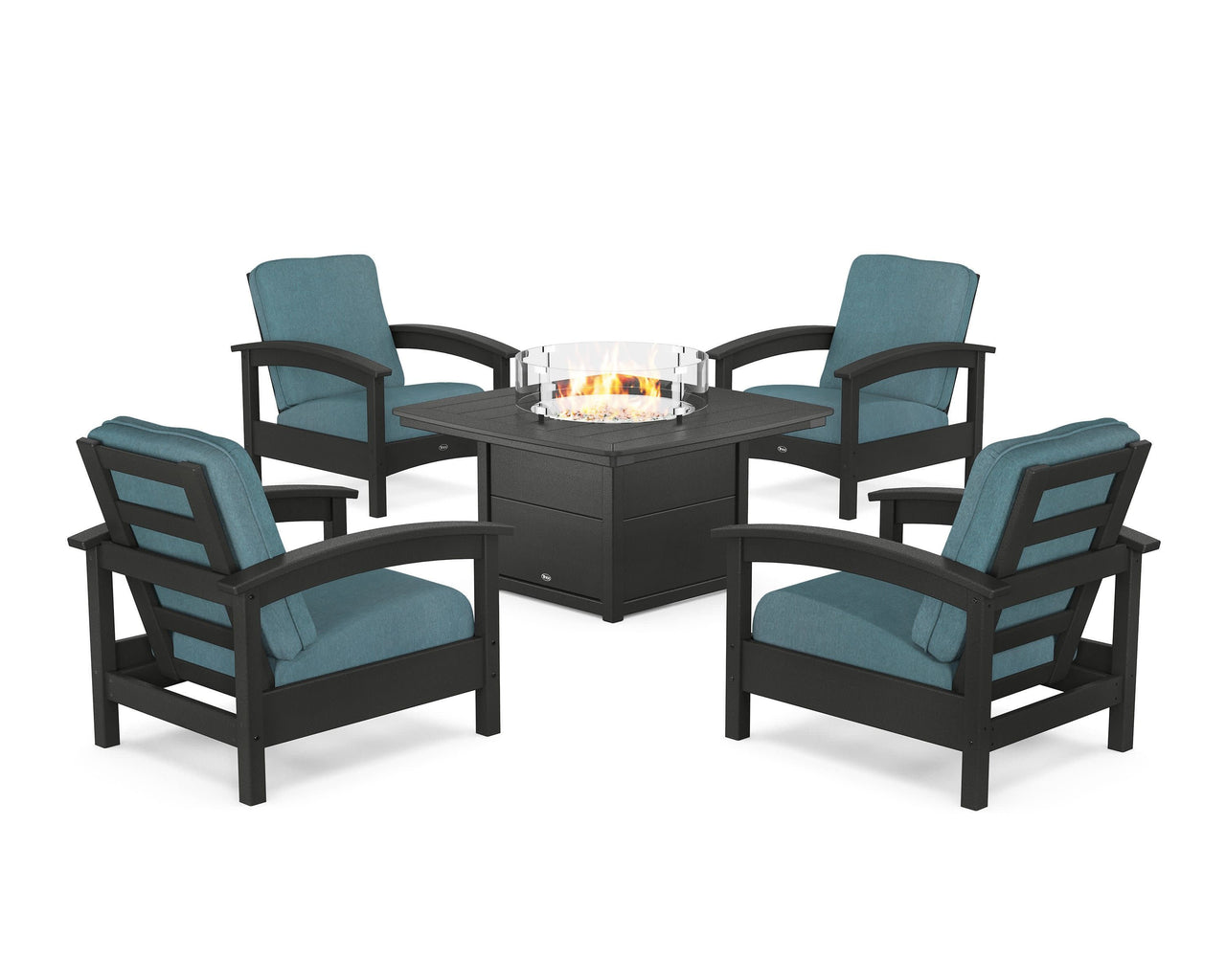 Trex Rockport 5-Piece Deep Seating Set with Yacht Club Fire Pit Table