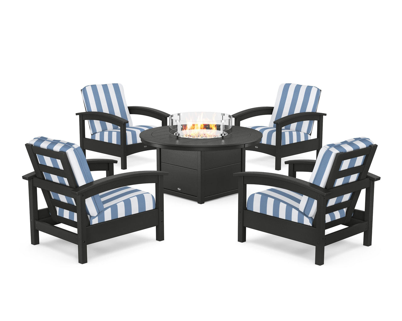 Trex Rockport 5-Piece Deep Seating Set with Round Fire Pit Table