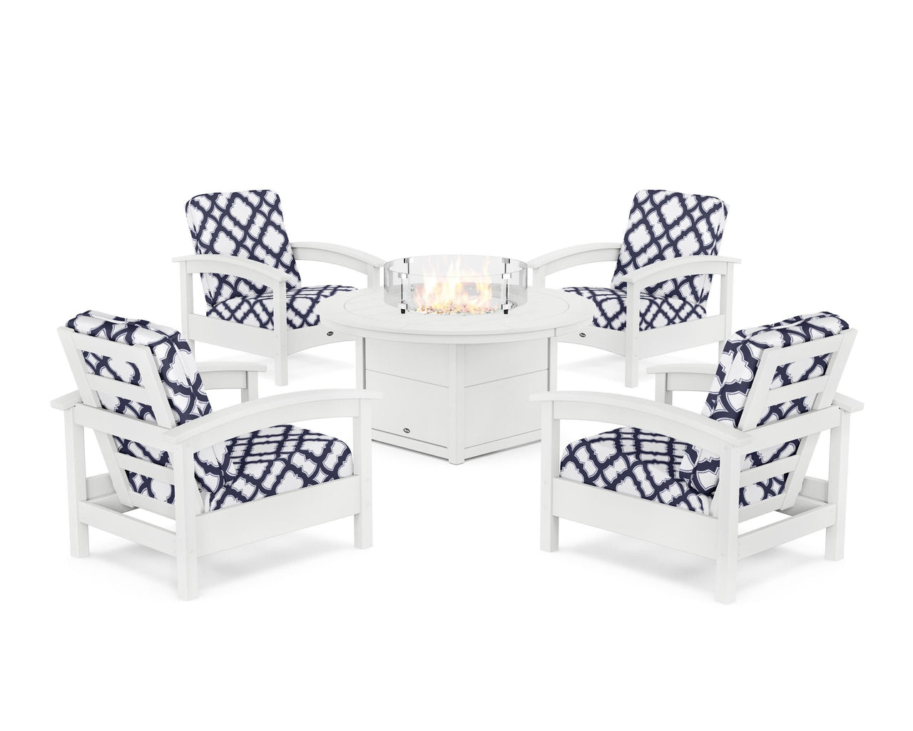 Trex Rockport 5-Piece Deep Seating Set with Round Fire Pit Table