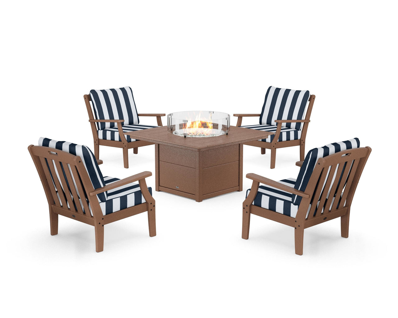 Trex Yacht Club 5-Piece Deep Seating Set with Square Fire Pit Table