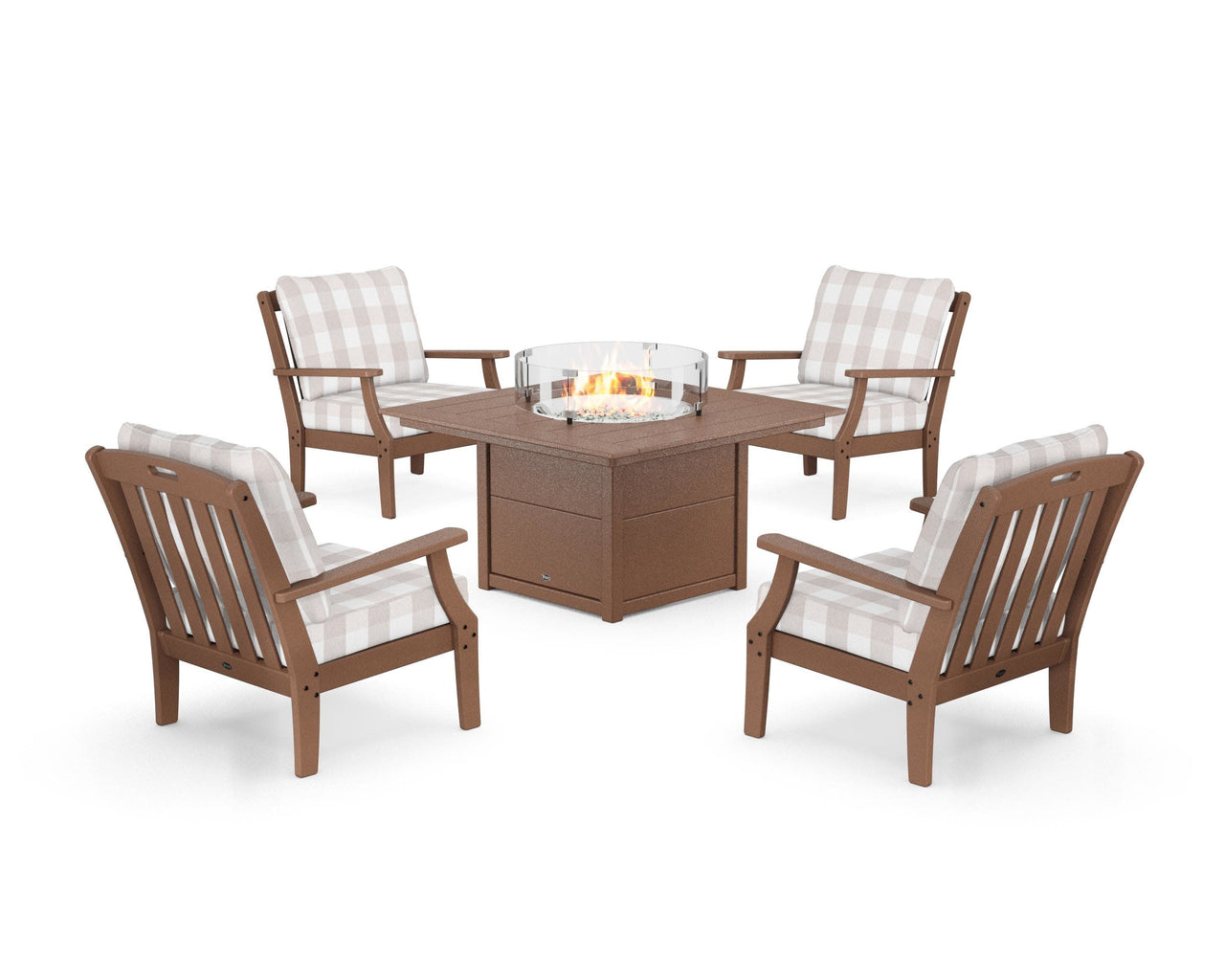 Trex Yacht Club 5-Piece Deep Seating Set with Square Fire Pit Table