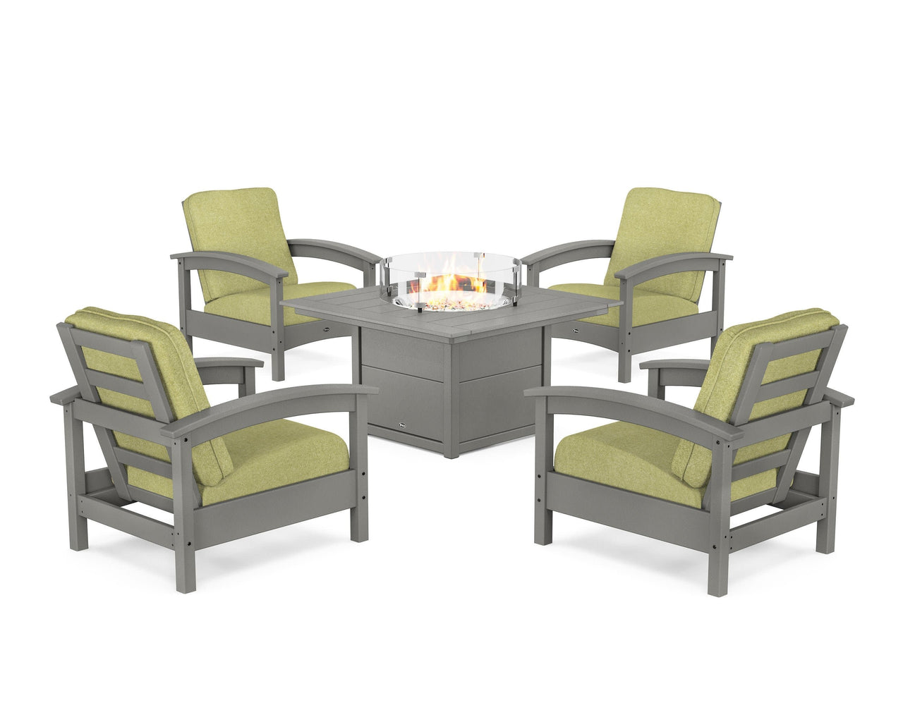 Trex Rockport 5-Piece Deep Seating Set with Square Fire Pit Table