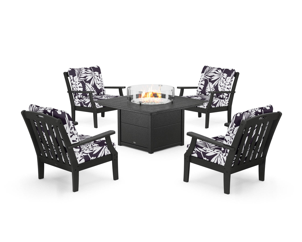 Trex Yacht Club 5-Piece Deep Seating Set with Square Fire Pit Table