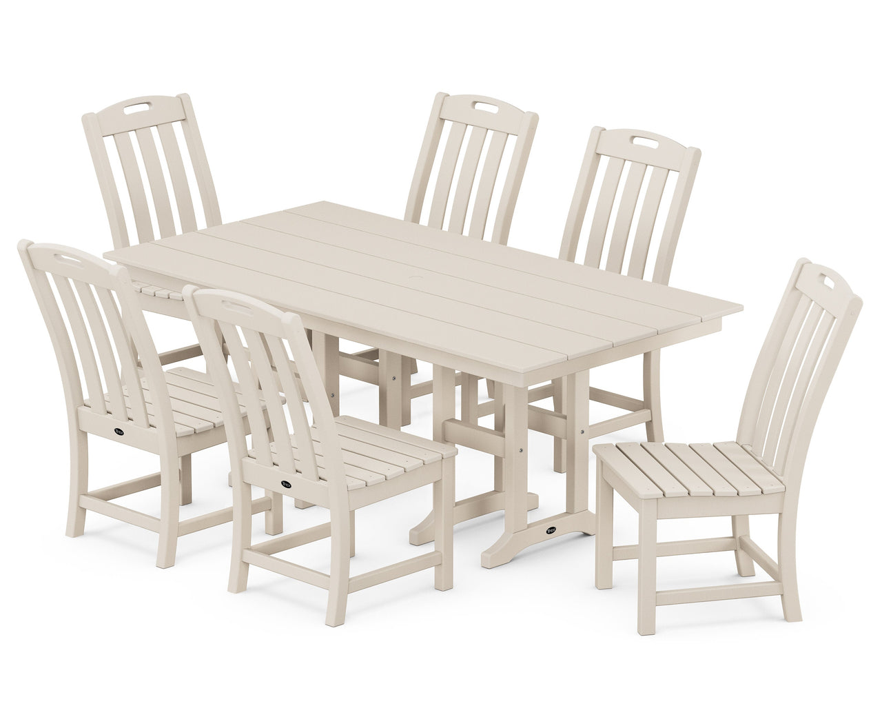 Trex Yacht Club 7-Piece Farmhouse Side Chair Dining Set - Sand Castle