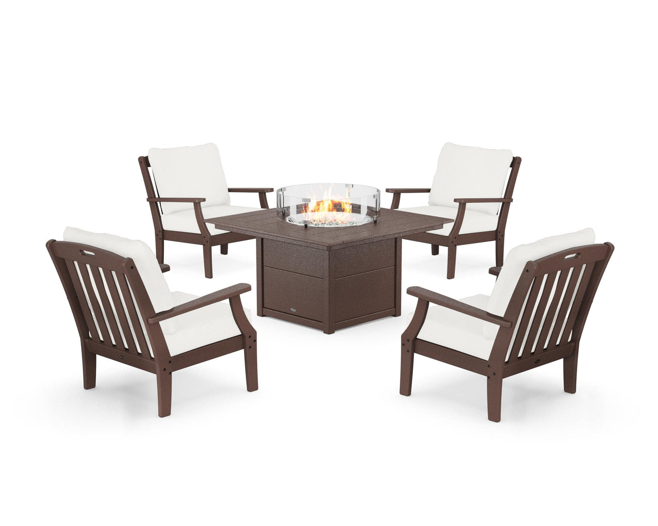 Trex Yacht Club 5-Piece Deep Seating Set with Square Fire Pit Table