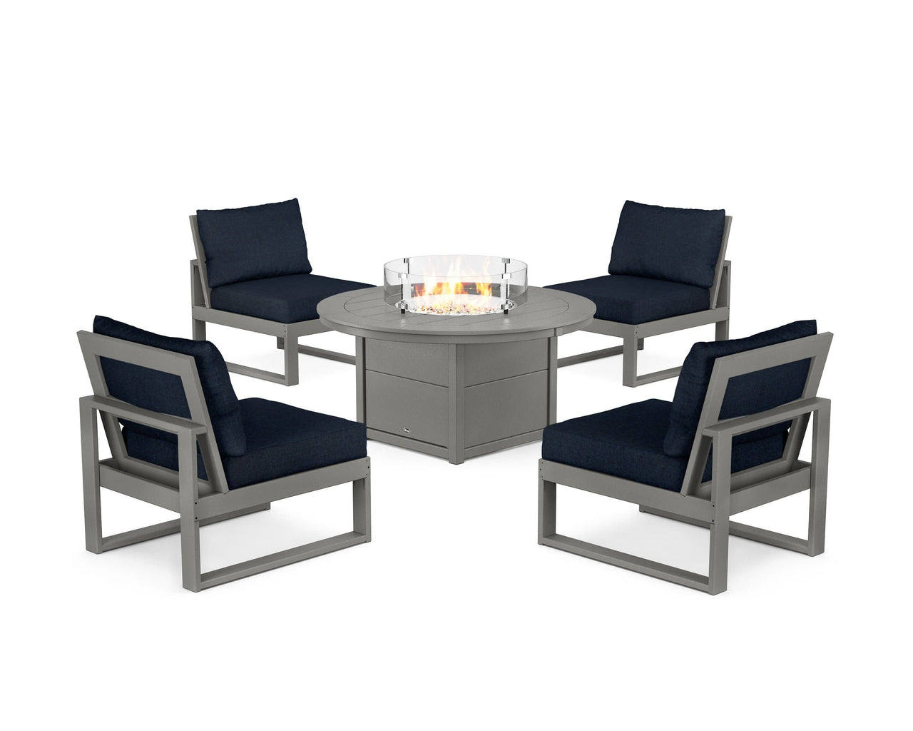 Trex Eastport Modular 5-Piece Deep Seating Set with Round Fire Pit Table