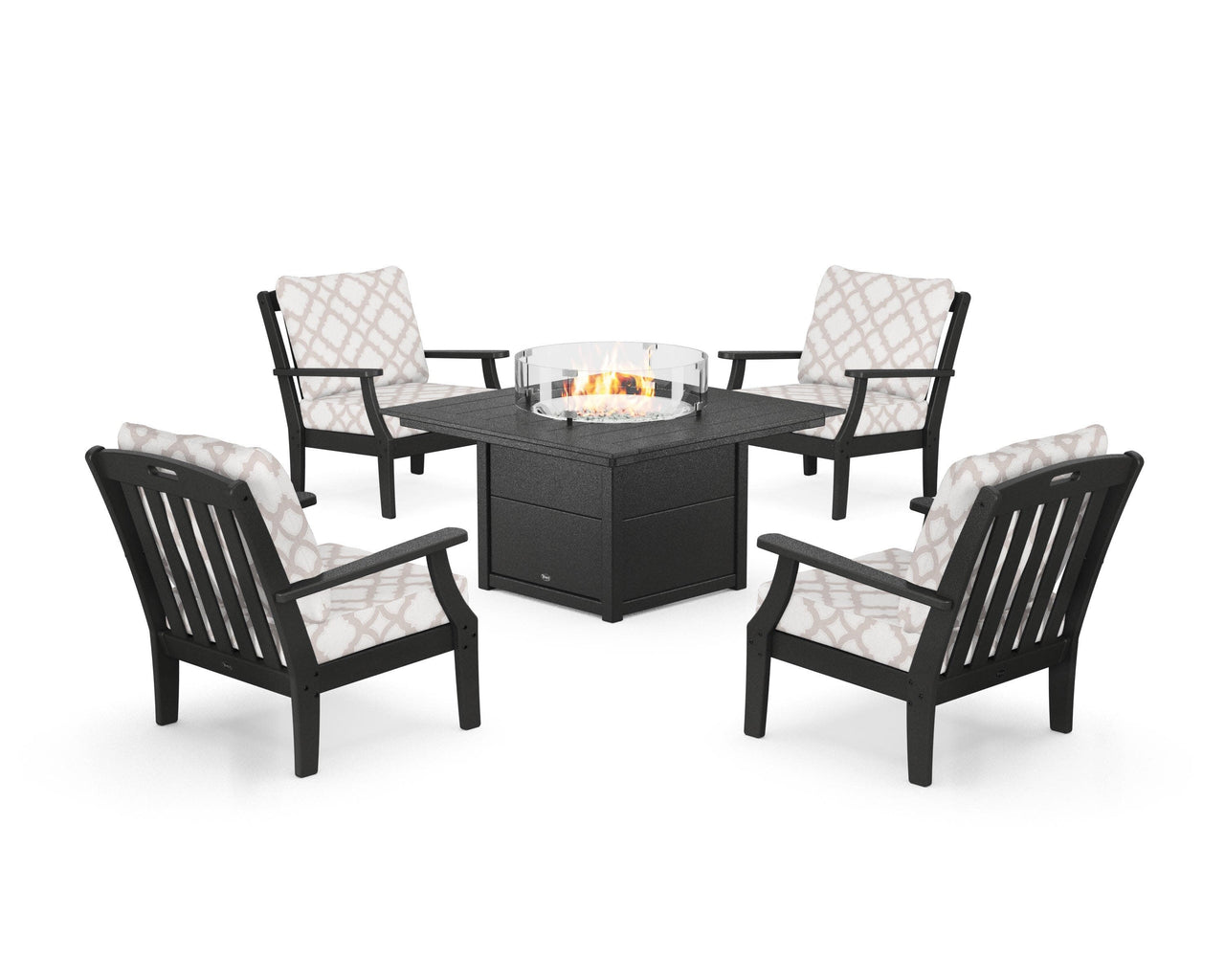 Trex Yacht Club 5-Piece Deep Seating Set with Square Fire Pit Table