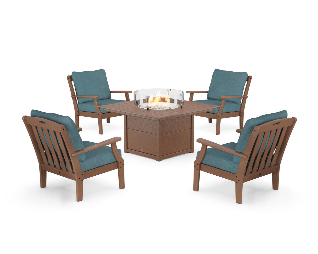 Trex Yacht Club 5-Piece Deep Seating Set with Square Fire Pit Table