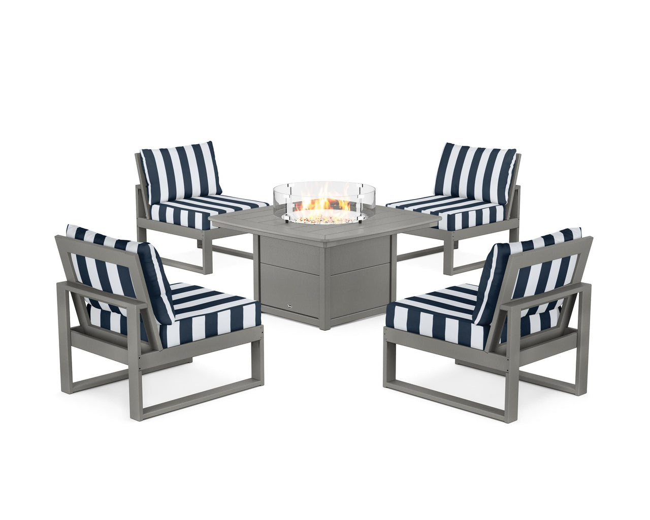 Trex Eastport Modular 5-Piece Deep Seating Set with Yacht Club Fire Pit Table