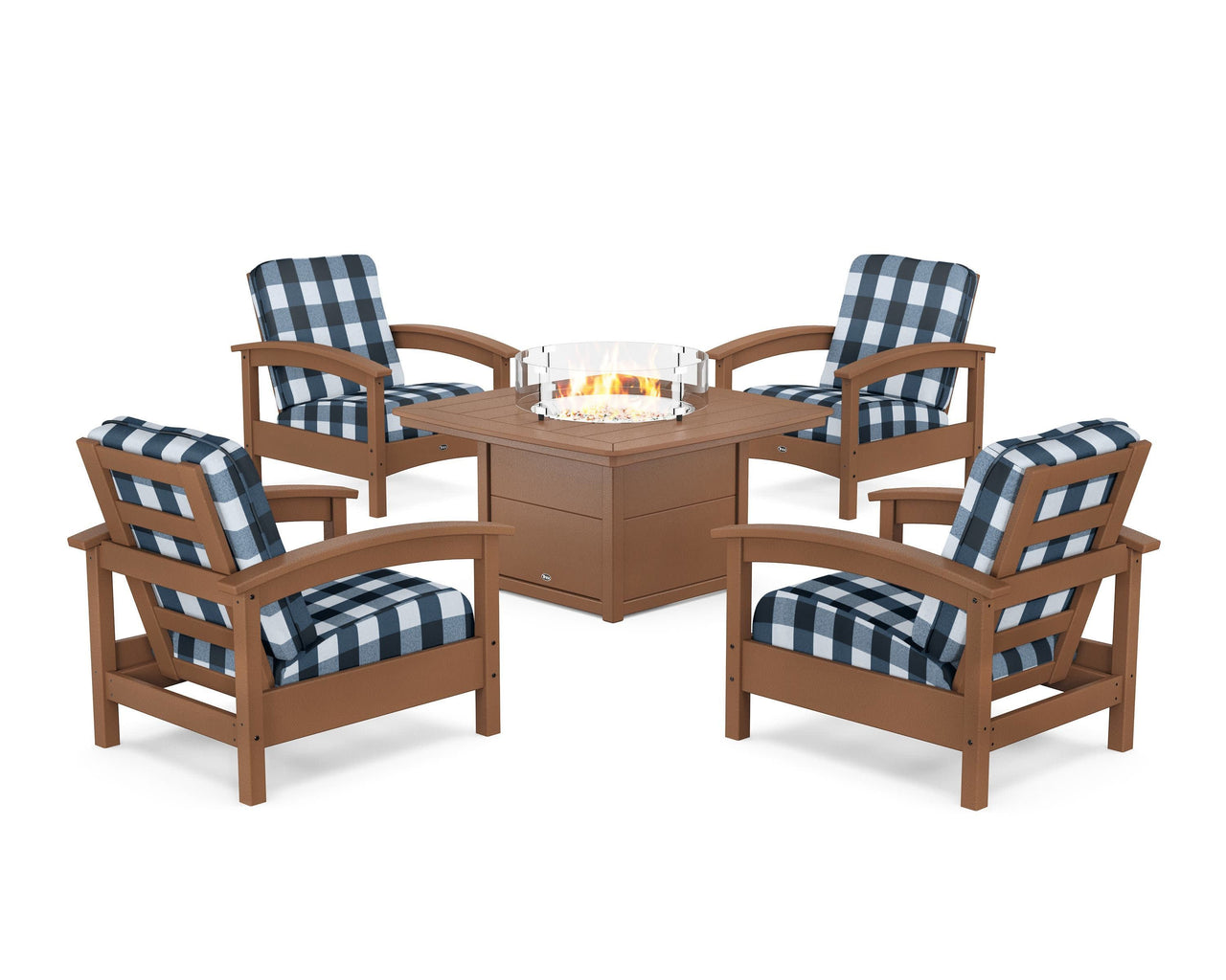 Trex Rockport 5-Piece Deep Seating Set with Yacht Club Fire Pit Table