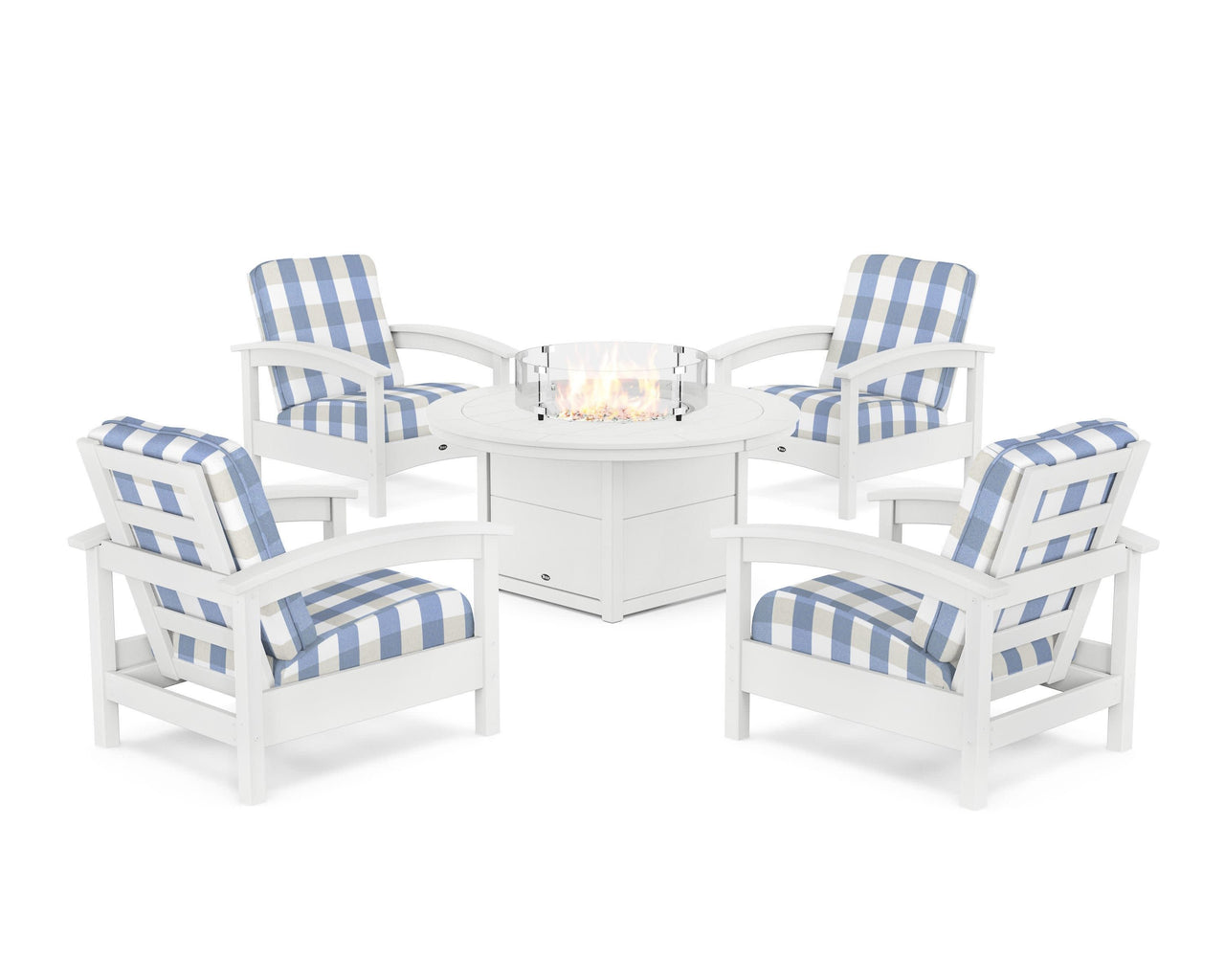 Trex Rockport 5-Piece Deep Seating Set with Round Fire Pit Table