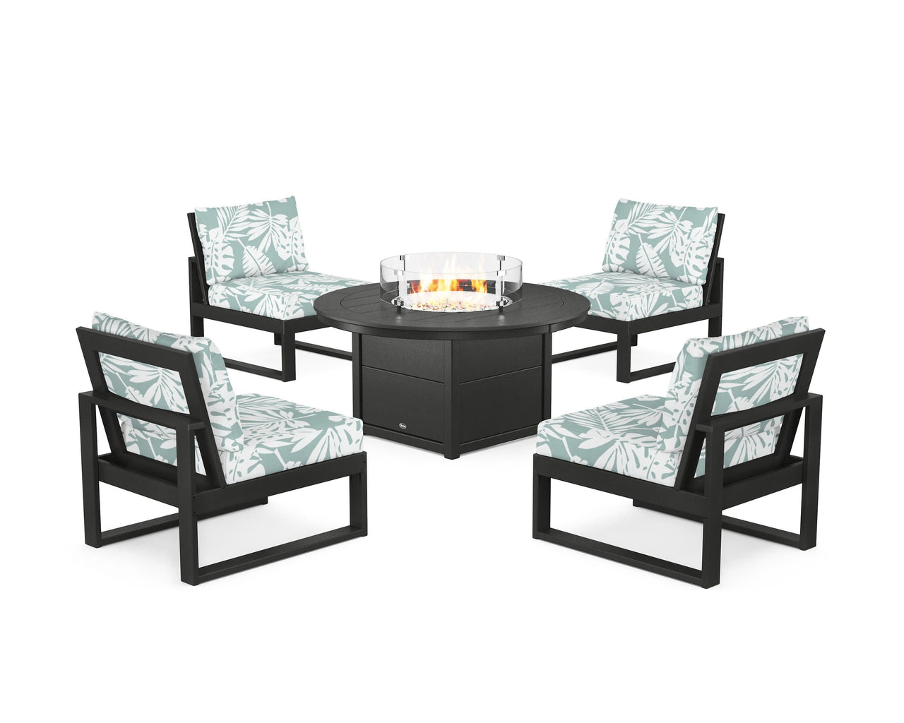 Trex Eastport Modular 5-Piece Deep Seating Set with Round Fire Pit Table