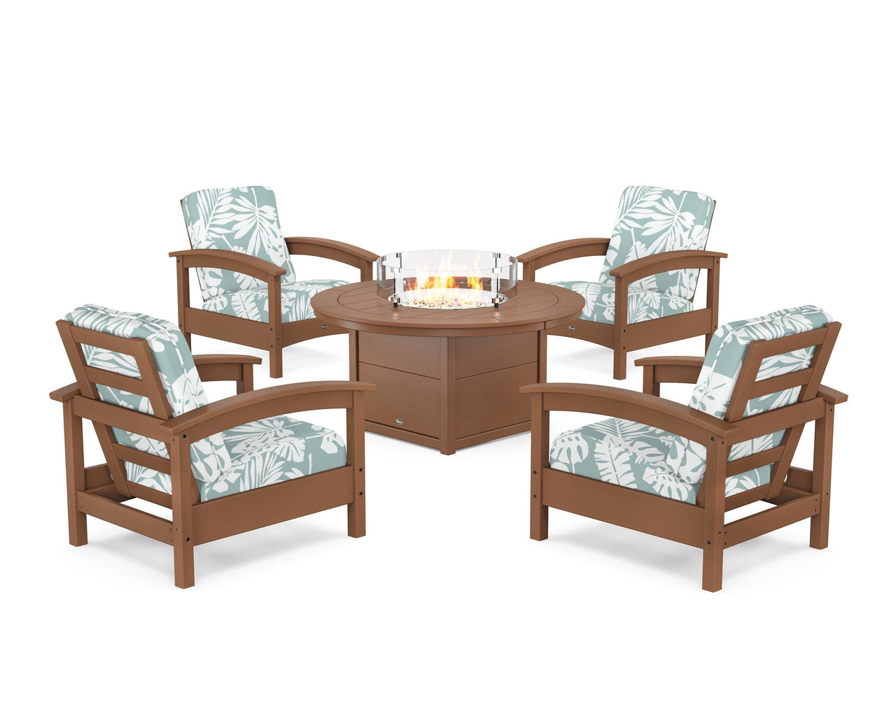 Trex Rockport 5-Piece Deep Seating Set with Round Fire Pit Table