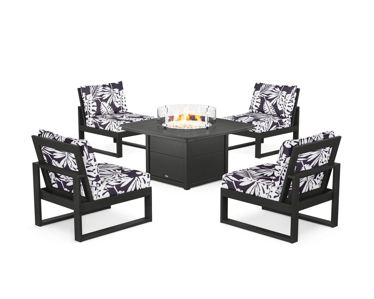Trex Eastport Modular 5-Piece Deep Seating Set with Yacht Club Fire Pit Table
