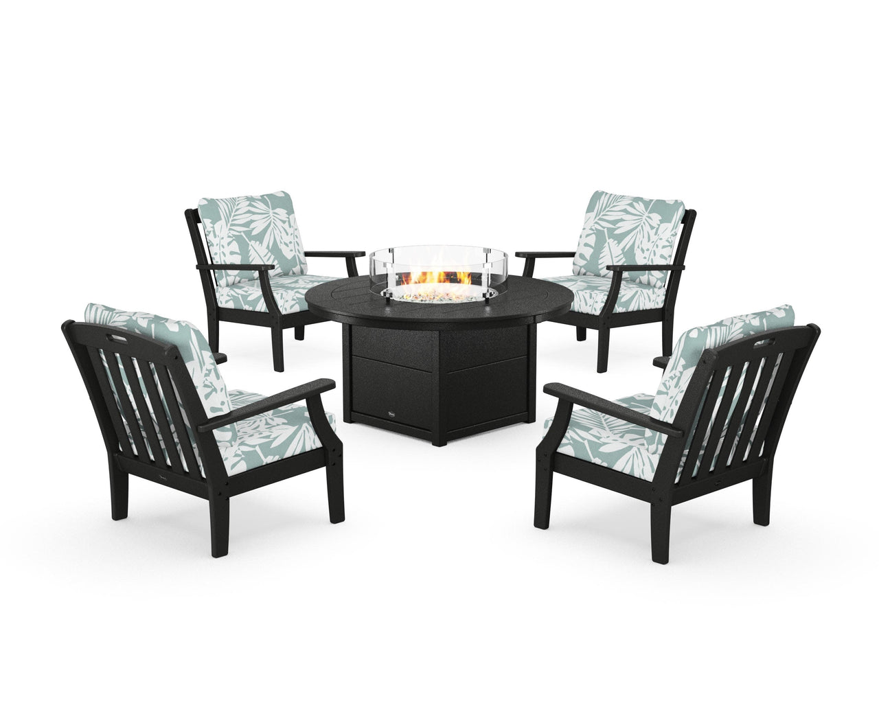 Trex Yacht Club 5-Piece Deep Seating Set with Round Fire Pit Table
