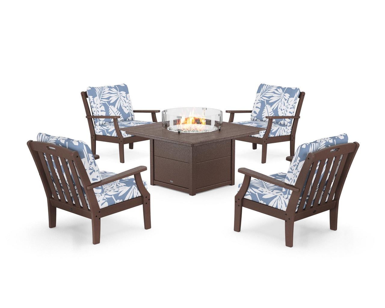 Trex Yacht Club 5-Piece Deep Seating Set with Square Fire Pit Table
