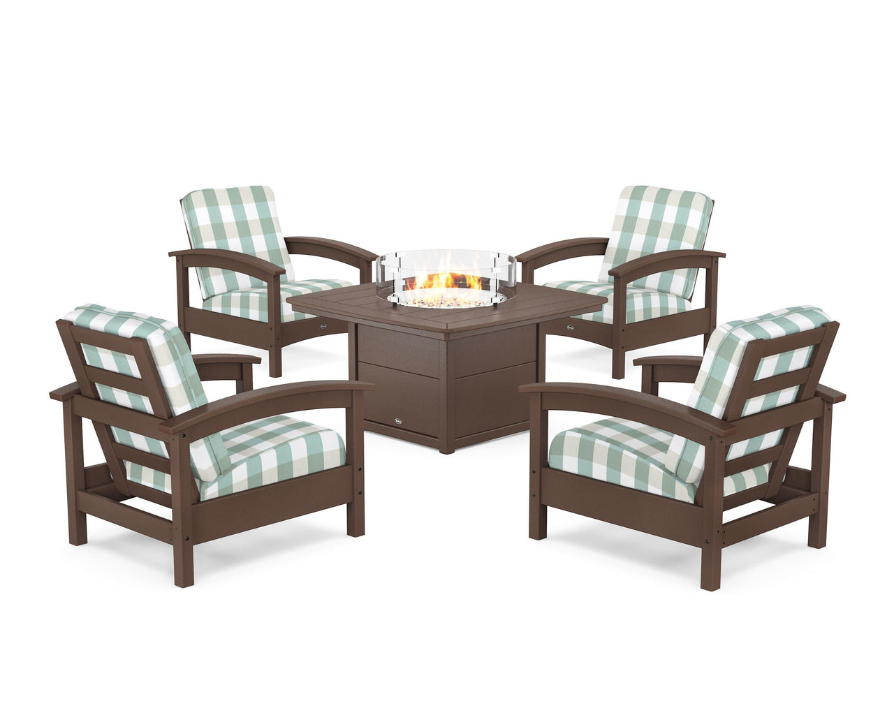 Trex Rockport 5-Piece Deep Seating Set with Yacht Club Fire Pit Table