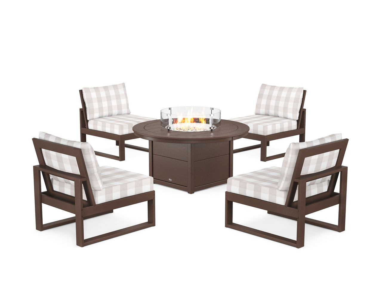 Trex Eastport Modular 5-Piece Deep Seating Set with Round Fire Pit Table