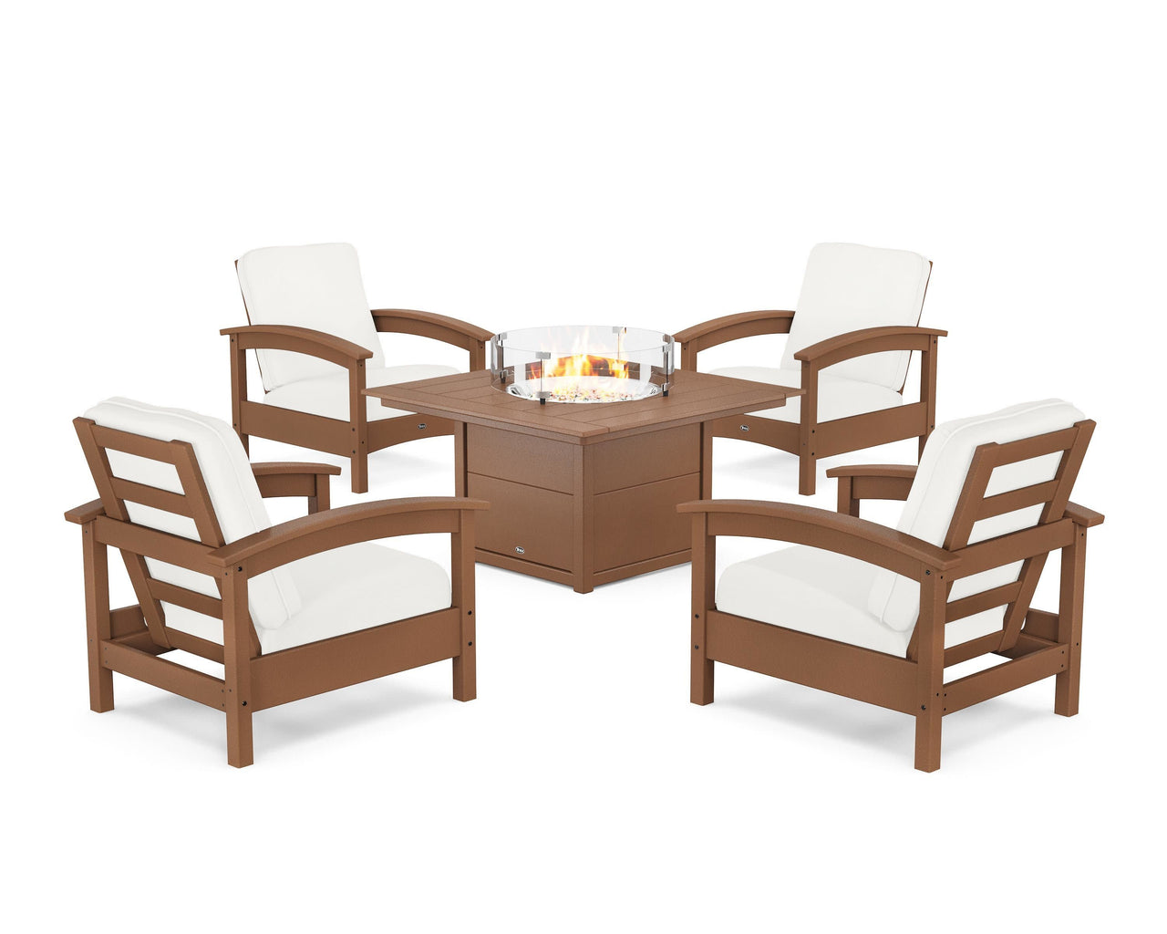 Trex Rockport 5-Piece Deep Seating Set with Square Fire Pit Table