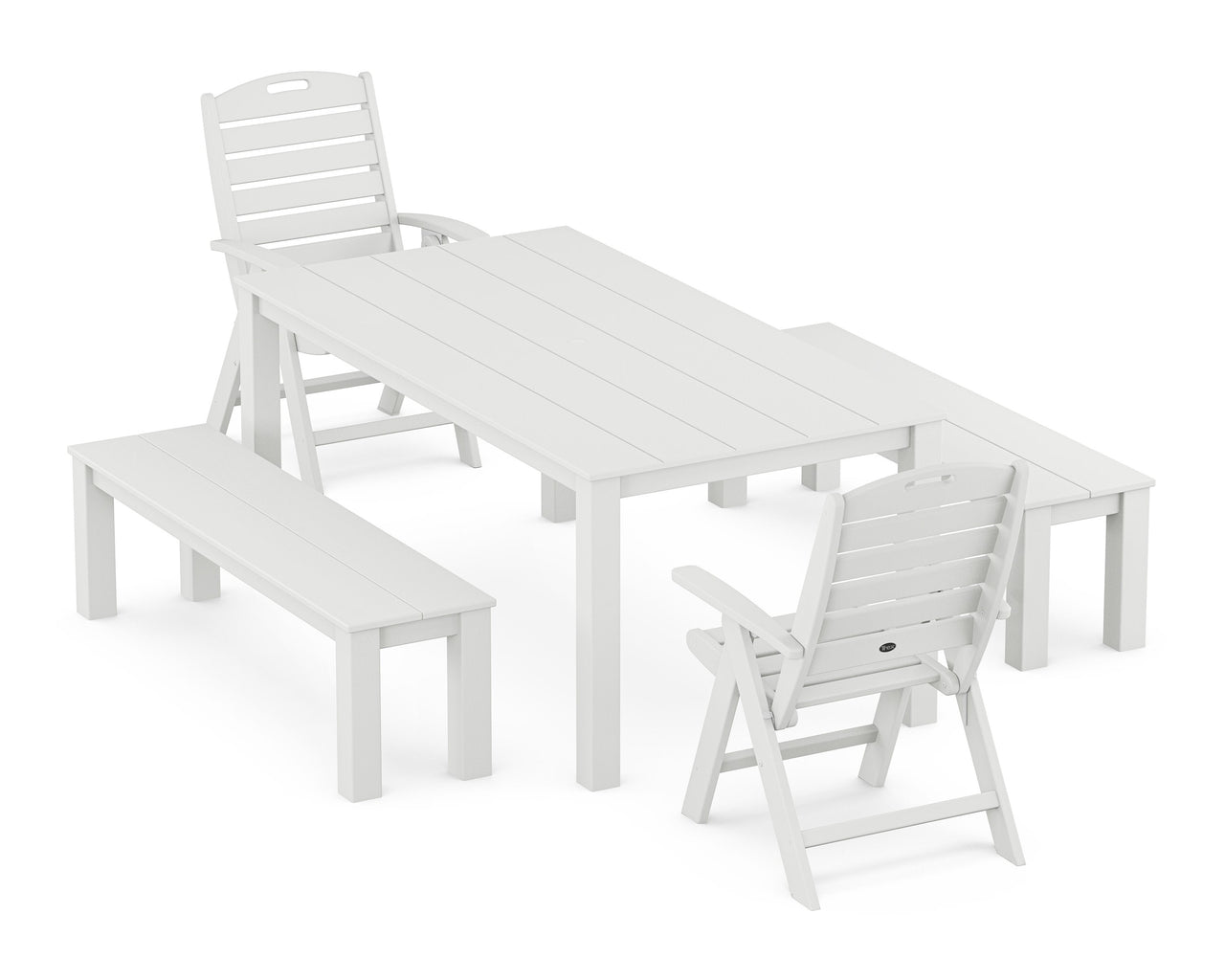 Trex Yacht Club Highback Chair 5-Piece Parsons Dining Set with Benches
