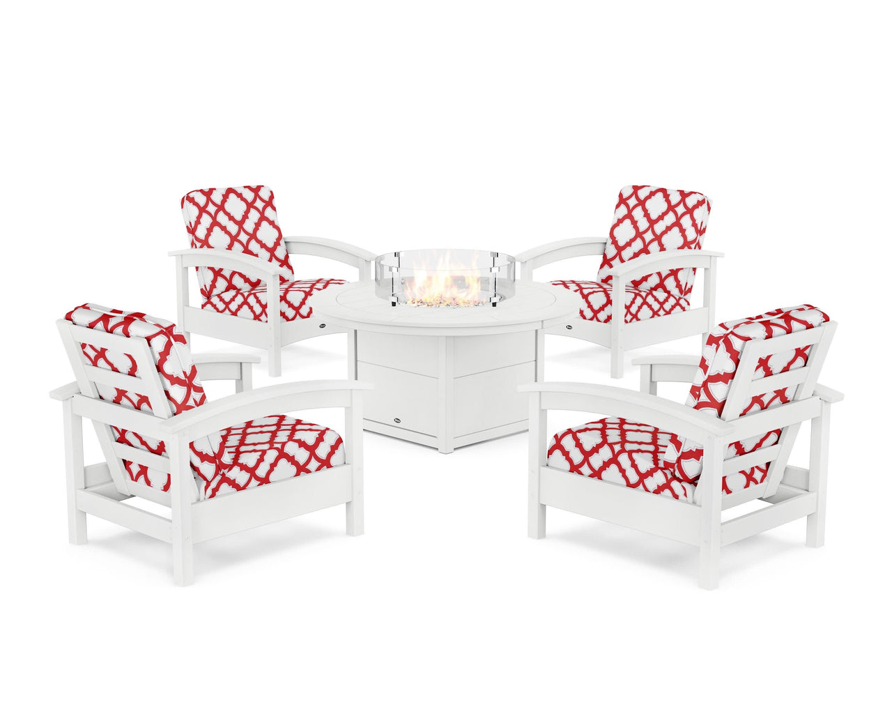 Trex Rockport 5-Piece Deep Seating Set with Round Fire Pit Table