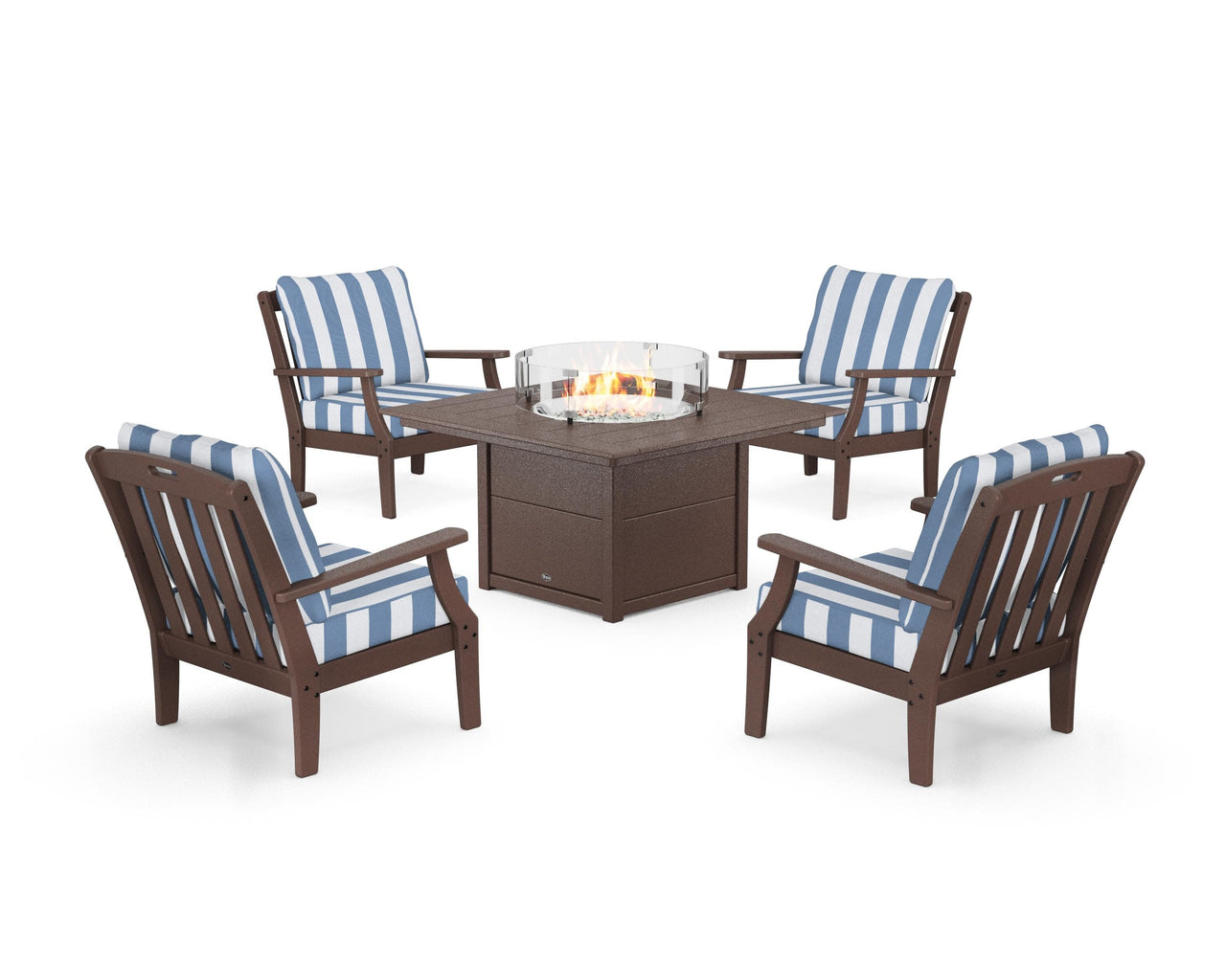 Trex Yacht Club 5-Piece Deep Seating Set with Square Fire Pit Table