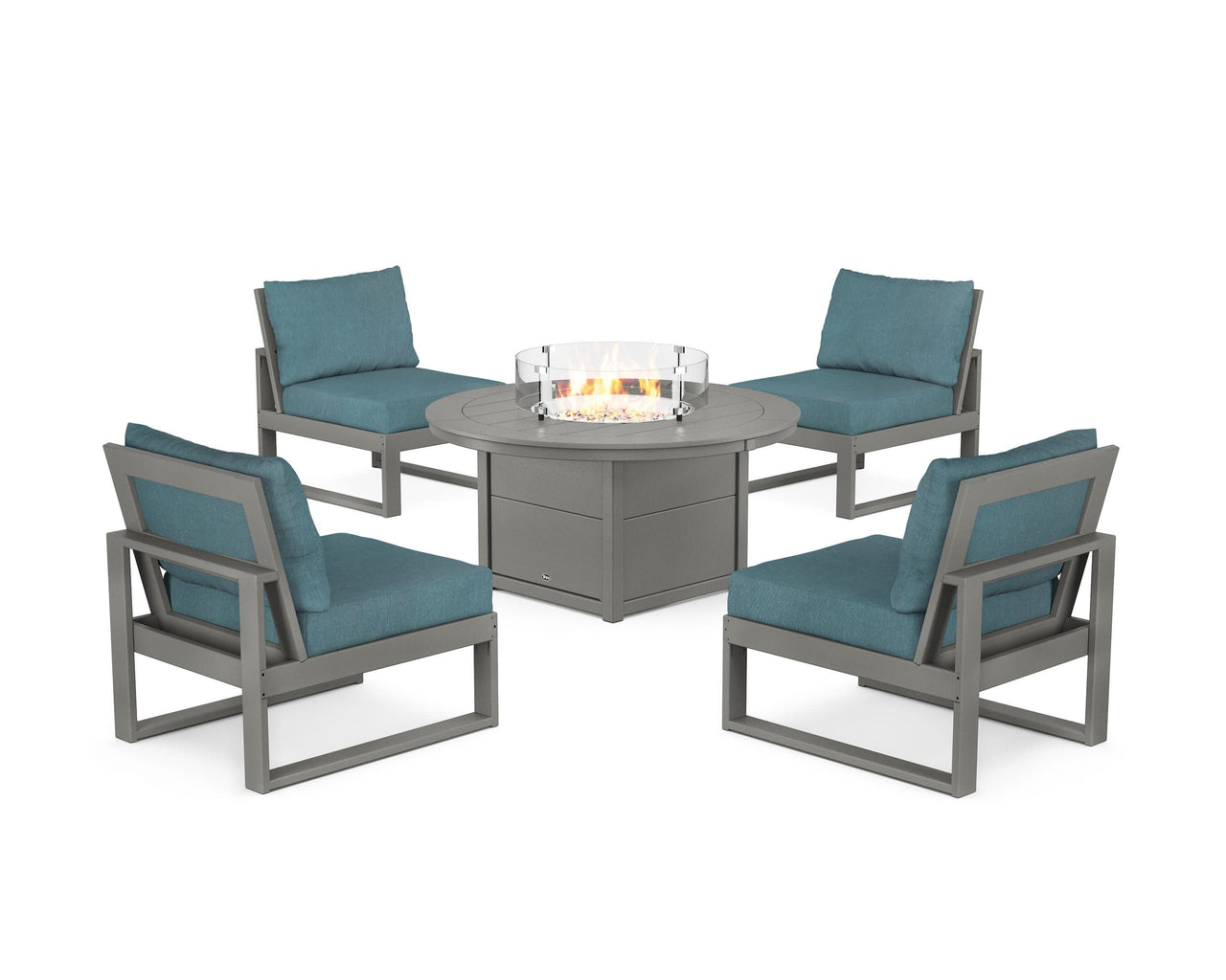 Trex Eastport Modular 5-Piece Deep Seating Set with Round Fire Pit Table