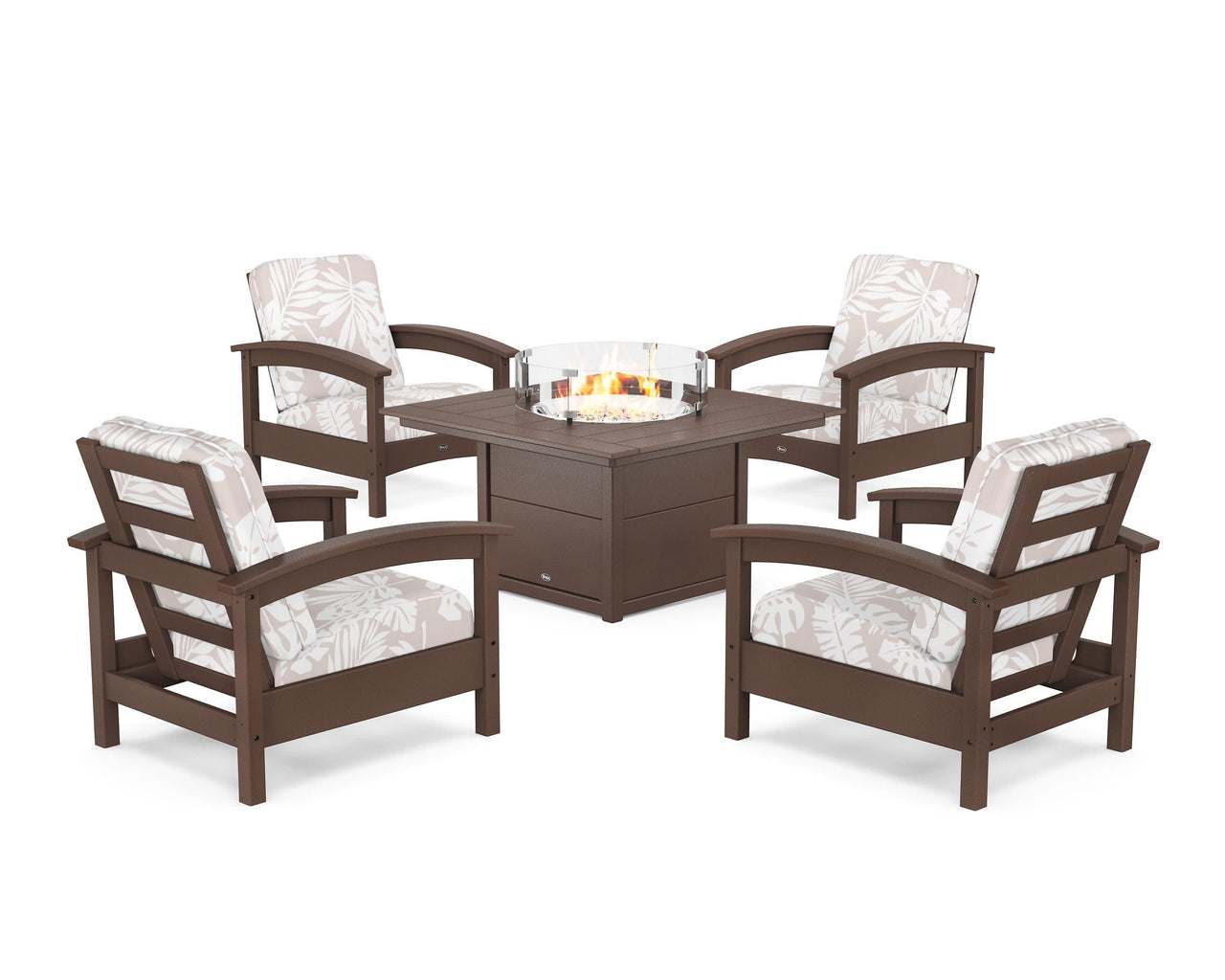 Trex Rockport 5-Piece Deep Seating Set with Square Fire Pit Table