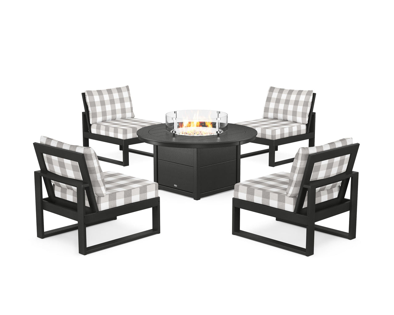 Trex Eastport Modular 5-Piece Deep Seating Set with Round Fire Pit Table