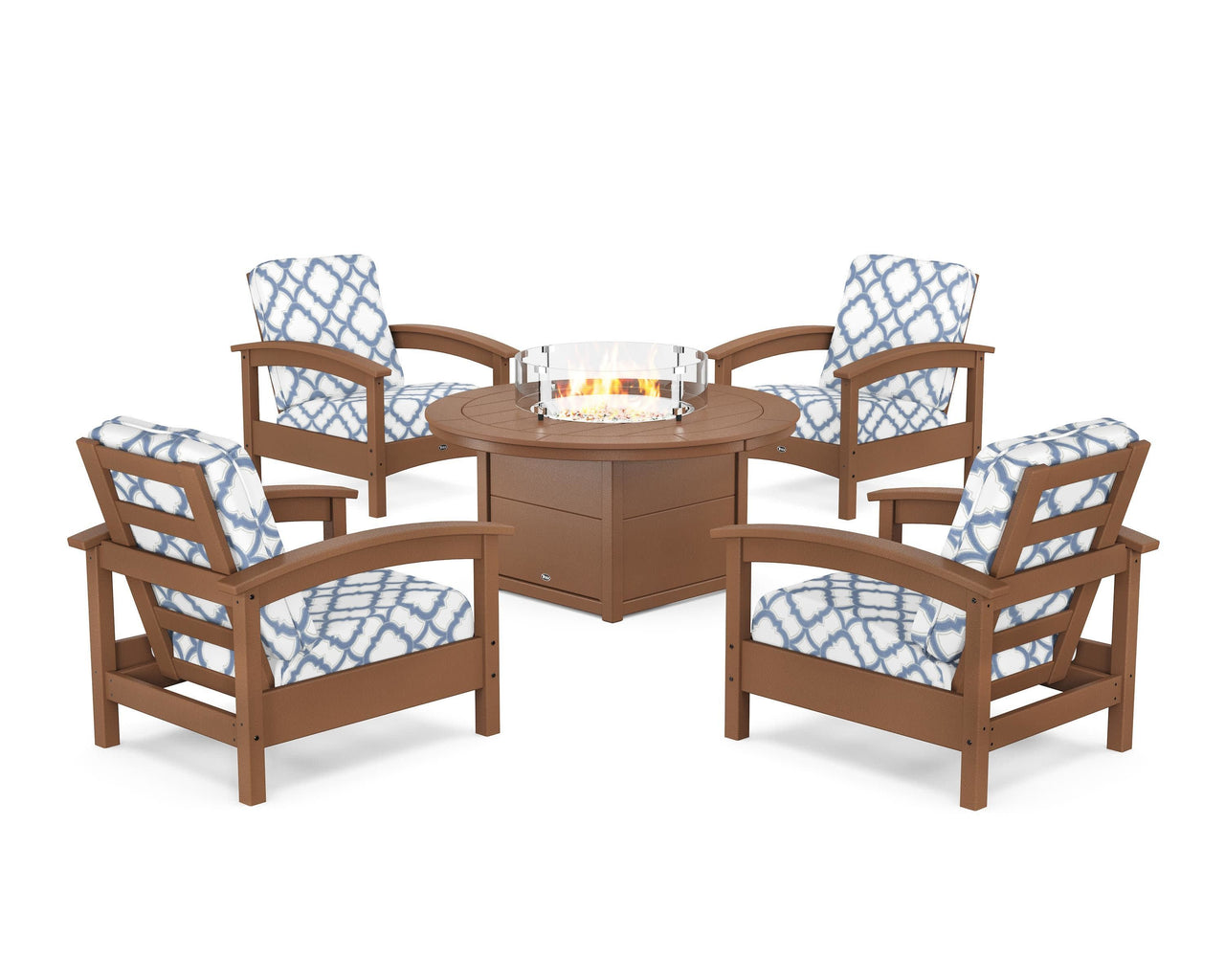 Trex Rockport 5-Piece Deep Seating Set with Round Fire Pit Table